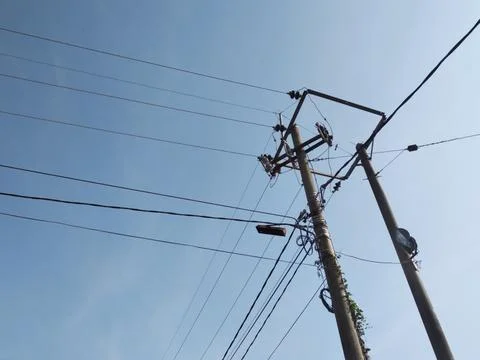 Electricity distribution line Stock Photos