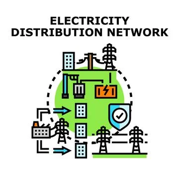 Electricity distribution network concept distributing energy safely Stock Illustration