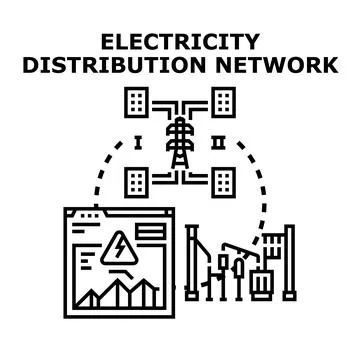 Electricity distribution network planning and smart grid management Stock Illustration
