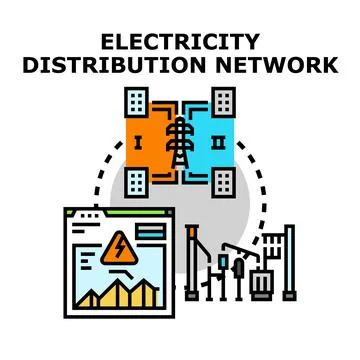 Electricity distribution network planning and smart grid management Stock Illustration