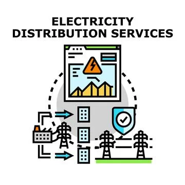 Electricity distribution services network providing energy supply イラスト素材
