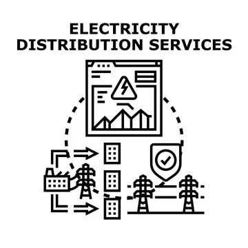 Electricity distribution services network providing energy supply Illustrazione stock