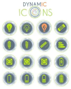 Electricity dynamic icons Stock Illustration