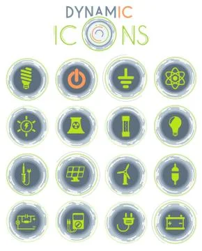 Electricity dynamic icons Stock Illustration