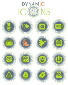 Electricity dynamic icons Stock Illustration