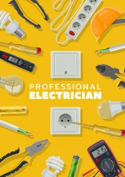 Electricity, electrical tools and instruments Stock Illustration