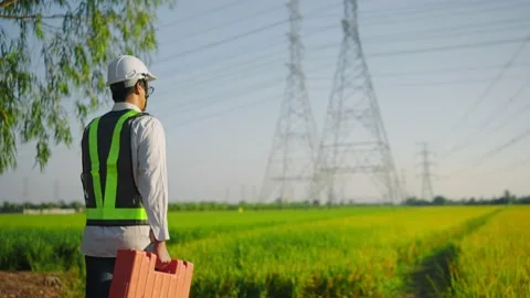 The electricity engineer was carrying a toolbox to work. Stock Footage 148357637