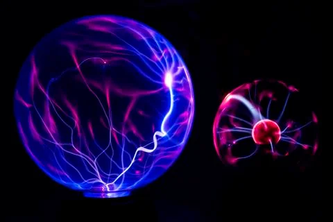 Electricity fire-ball. Abstract photo of electric waves. Static electricity - Stock Photos