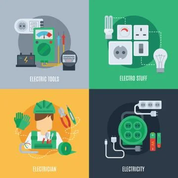 Electricity Flat Icons Stock Illustration