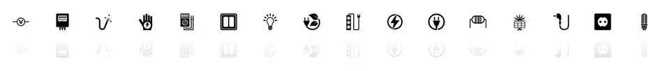 Electricity - Flat Vector Icons Stock Illustration