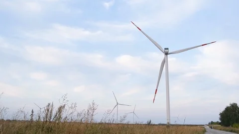 Electricity Generating Wind Turbine Stock Footage 114432571