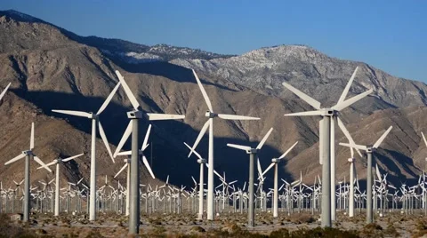 ELECTRICITY GENERATING WINDMILLS.  Vídeos de archivo 59961680