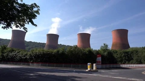 Electricity generation coal power station cooling stacks towers Video stock 40429786