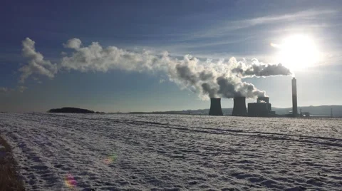 Electricity generation coal power station cooling stacks towers Stock Footage 45511119