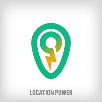 Electricity generation logo in creative location sign. Stock Illustration