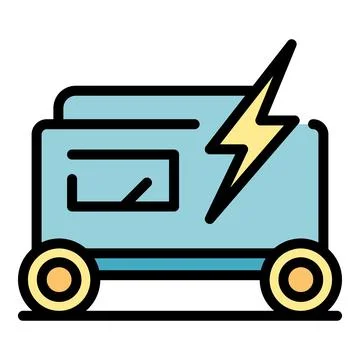 Electricity generator icon vector flat イラスト素材
