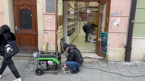 A electricity generator outside a store Video stock 228730917