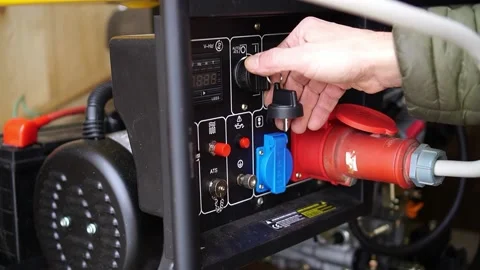 Electricity generator for a single house starting detail with sound Video stock 167616505