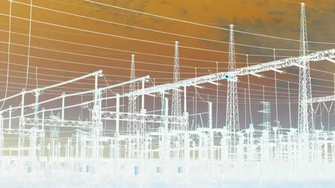 Electricity Grid Power Line X-Ray effect Stock Footage 200231846
