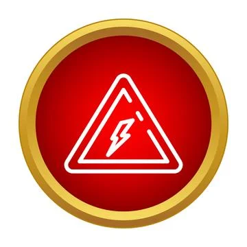 Electricity hazard warning sign icon in red circle Stock Illustration