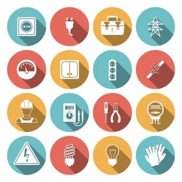 Electricity icon flat Stock Illustration