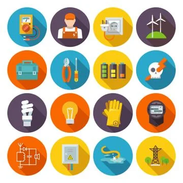 Electricity Icon Flat Stock Illustration