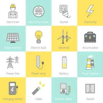 Electricity Icon Flat Line Stock Illustration