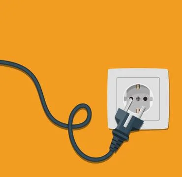 Electricity icon flat with plug and socket Illustrazione stock