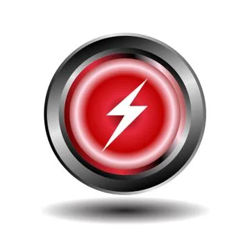 Electricity icon glossy red button Stock Illustration