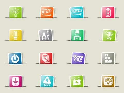 Electricity icon set Stock Illustration