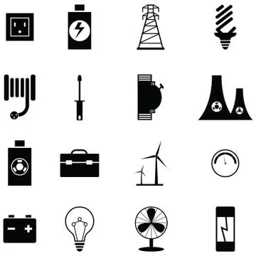 Electricity icon set Stock Illustration