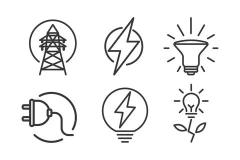 Electricity icon set Stock Illustration