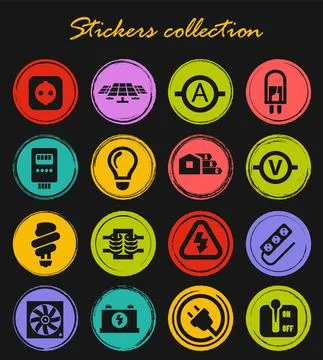 Electricity icon set Stock Illustration