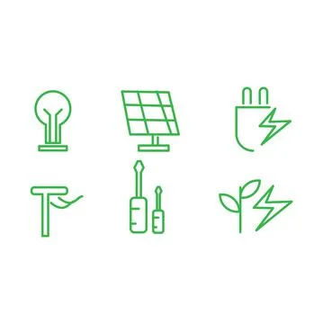 Electricity Icon Set Vector Template EPS Premium line Icon set Stock Illustration