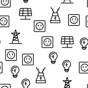 Electricity Industry Seamless Pattern Vector 스톡 일러스트