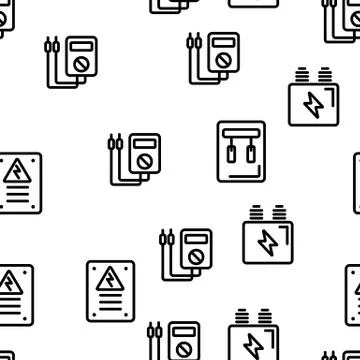 Electricity Industry Seamless Pattern Vector Stock Illustration