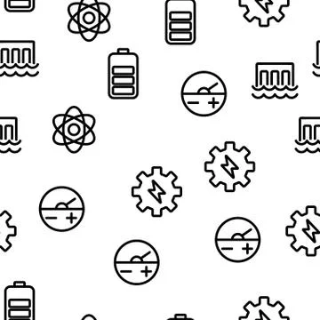 Electricity Industry Seamless Pattern Vector 스톡 일러스트