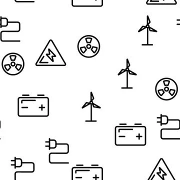 Electricity Industry Seamless Pattern Vector 스톡 일러스트