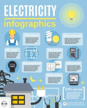 Electricity Infographic Set Stock Illustration