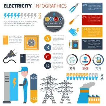Electricity Infographics Set 库存插图