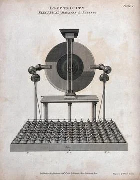 Electricity: J. Cuthbertson's electro-static generator, batteries, etc. Eng.. 库存插图