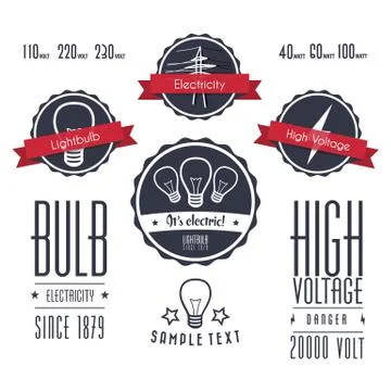 Electricity labels Illustrazione stock
