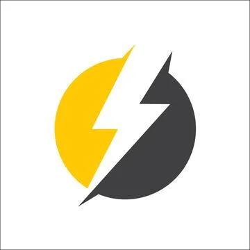 Electricity, lightning icon logo vector with circle Stock Illustration