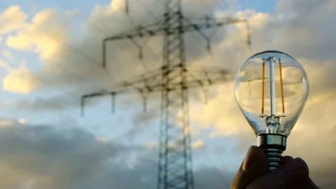 Electricity line.  Power lines. cable carrying electrical power Stock Footage 166914338