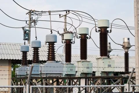 Electricity lines Stock Photos