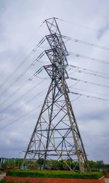 Electricity mast with cloudy background Stock Photos