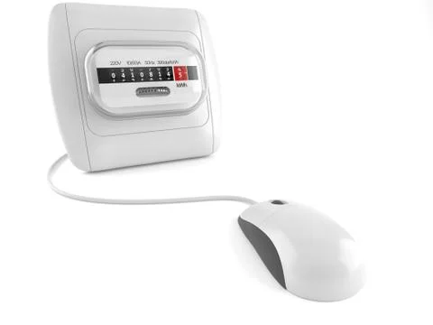 Electricity measure with computer mouse Stock Illustration