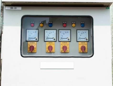 The electricity meter cabinet has sunlight. Stock Photos