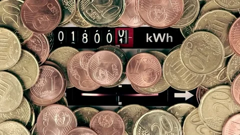 Electricity meter electric meter with red dial number. Stock Footage 268479013