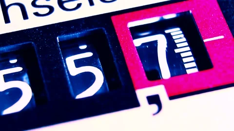 Electricity meter electric meter with red dial number. kWh symbol. Stock Footage 270374824
